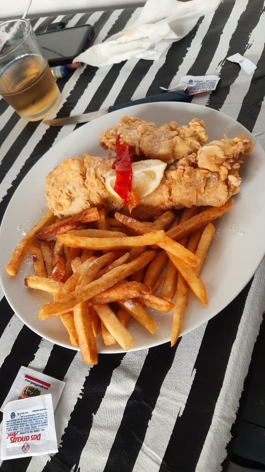 Papas con cheddar en Patria Mia